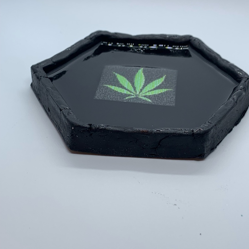 Custom Handmade Clay/Resin Black Ash Tray